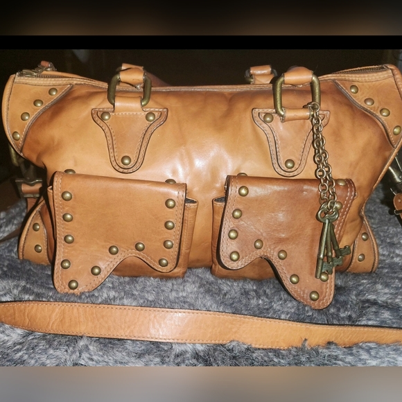 BE&D BROWN LEATHER HANDBAG WITH HANDLES AND CROSS BODY STRAP SUPER CLEAN! - Picture 1 of 16
